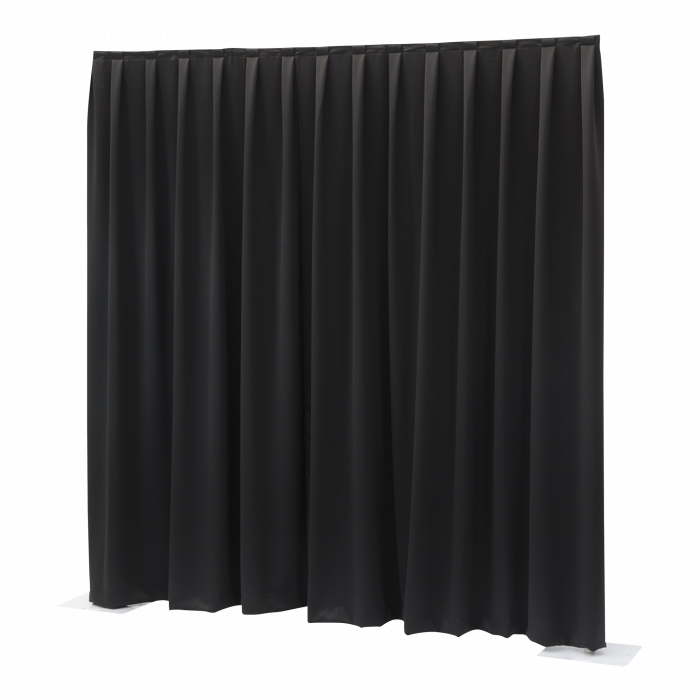 P&D curtain 330(w) x 250(h) cm black MCS 300 g/m2 pleated