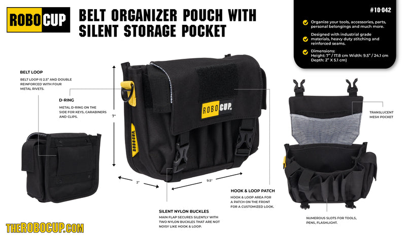 AC Belt Organizer Pouch with Silent Storage Pocket