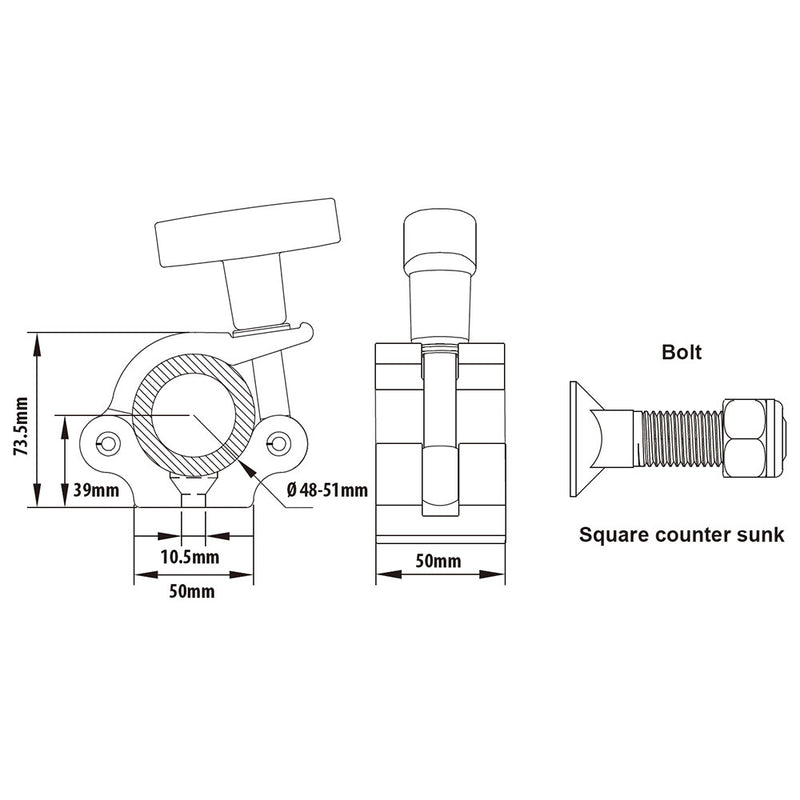 KUPO T-handle Half Coupler, Black