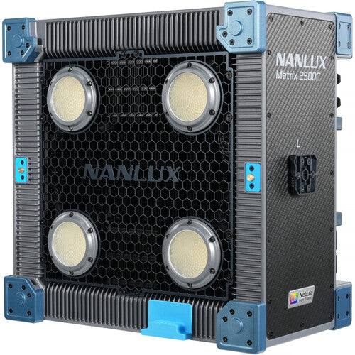 Nanlux Matrix 2500C light fixture with blue accents on a white background