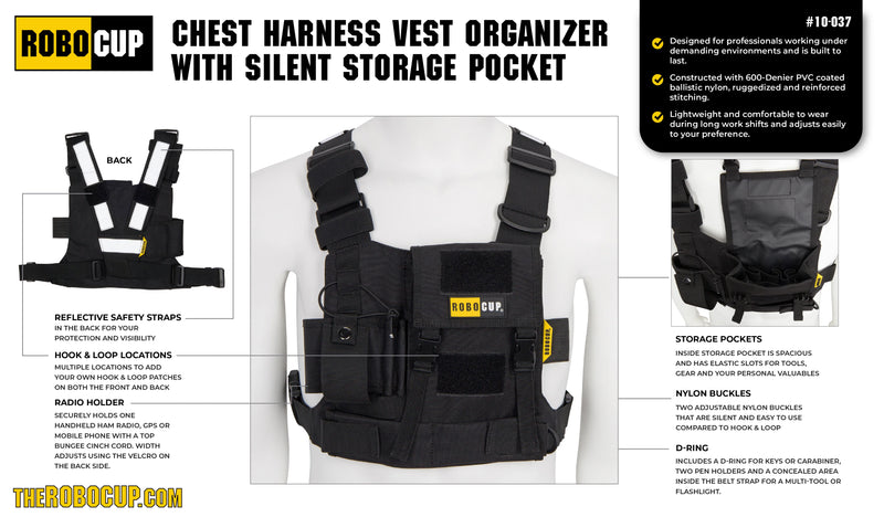 RoboCup Chest Harness Vest Organizer with Silent Storage Pocket