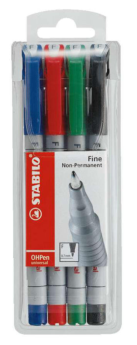 Stabilo OHP Pen 4 Colour Pack - Fine Tip