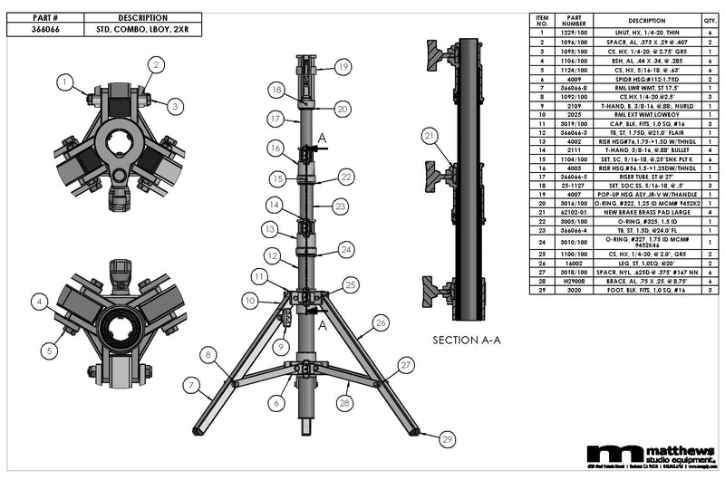 Matthews Riser Middle Tube Low Boy Stand