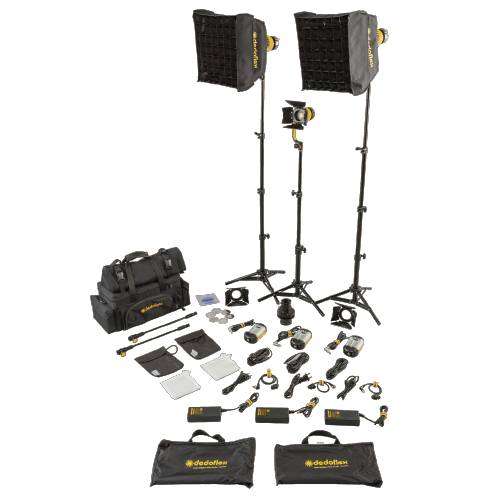 Dedolight "Micro" Master Kit, 3x 40w Bi-Color DLED3-BI Turbo LED Focusing Lights, with DP1S Projector